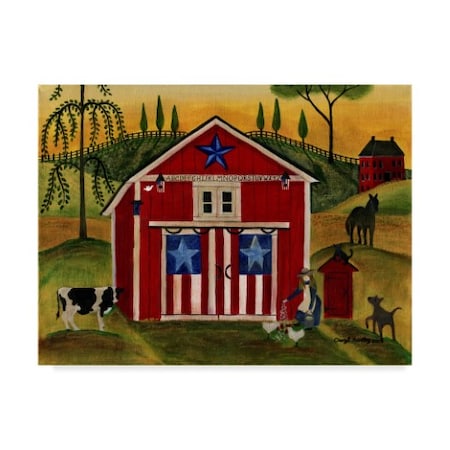 Cheryl Bartley 'Sunrise Red White Blue Barn' Canvas Art,35x47